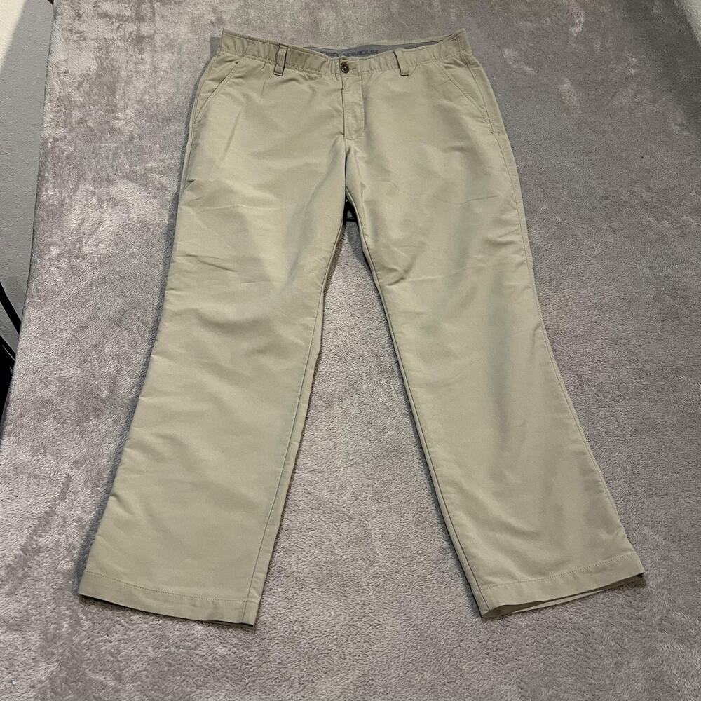 Under Armour Match Play Pants Mens 38x30 Beige Stretch Chino Golf Performance